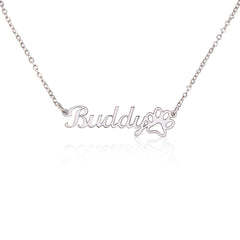 Classic Paw Print Name Necklace